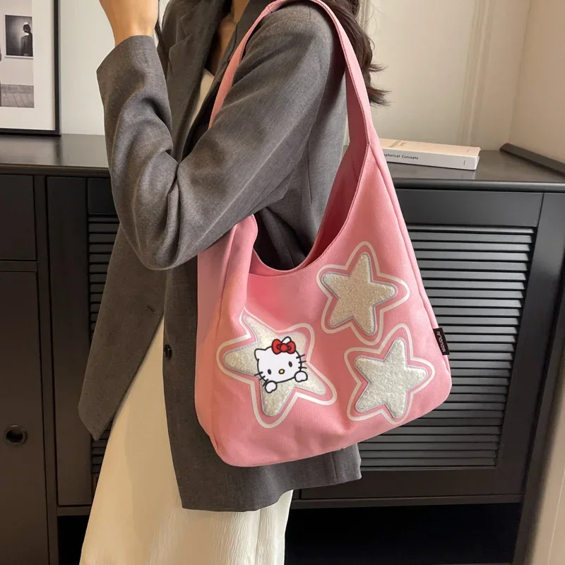 Sanrio Hallo Kitty große Kapazität Umhängetasche Mädchen Mode fünfeckige Stern Umhängetasche neue Tasche Handtasche