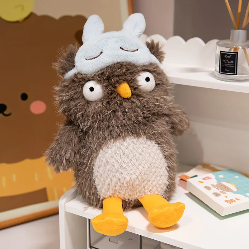Neue Pinguin Augenklappe Eule Puppe Plüschtier Sound Einschlafen Baby Gebratener Pinguin Geschenk für Kinder Kindertag Weiches Stofftier