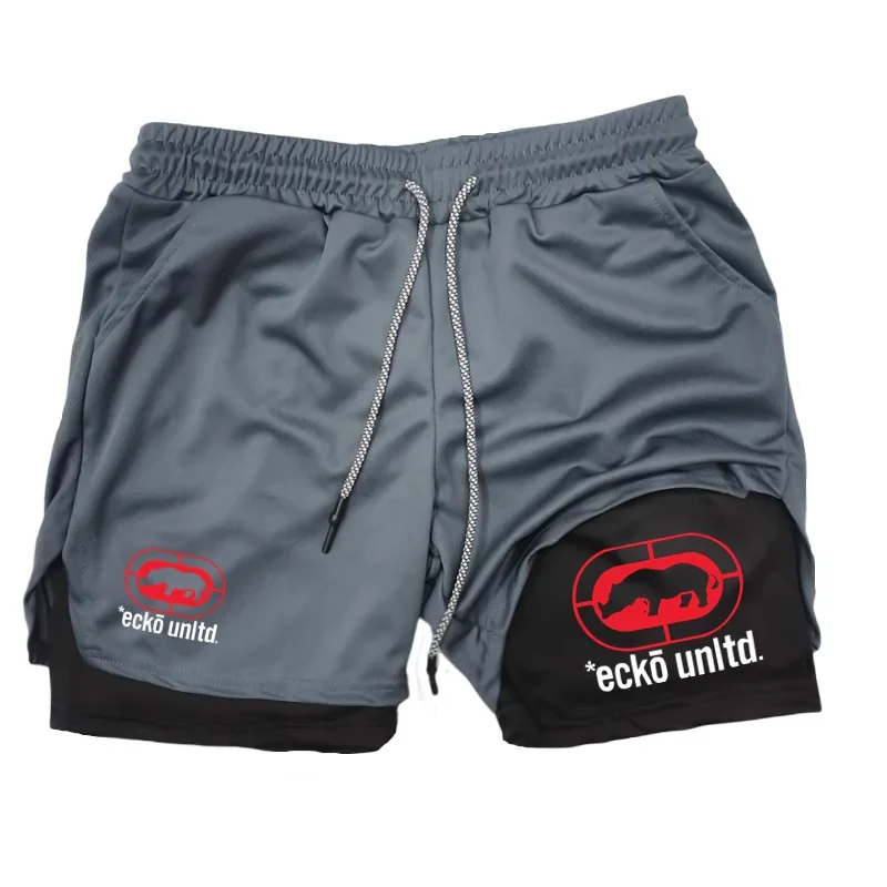 

2026Men Running Shorts 2 in 1 Double-deck Sport Shorts Sportswear Gym Fitness Short Pants Training Jogging Bottom Men's Clothing