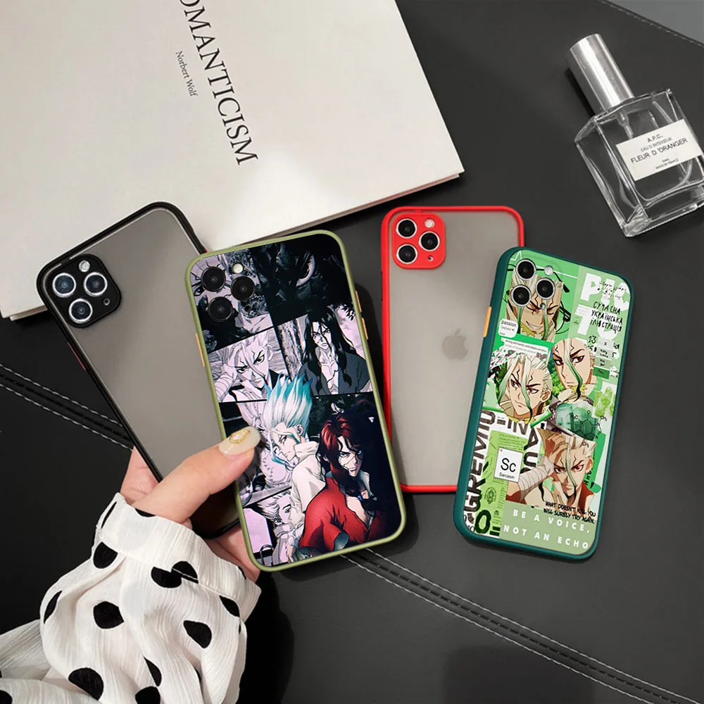 Phone Case For iphone 16 15 14 Pro Max 7 8 Plus 11 12 13 Mini XR XSMax 16Pro Manga Dr. Stone Anime Matte Translucent Cover