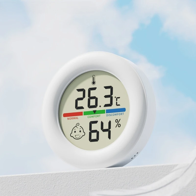 Round High-Precision Electronic Hygrometer with Magnetic Bracket Indoor Temperature Humidity Monitor Weather Sensor Tools