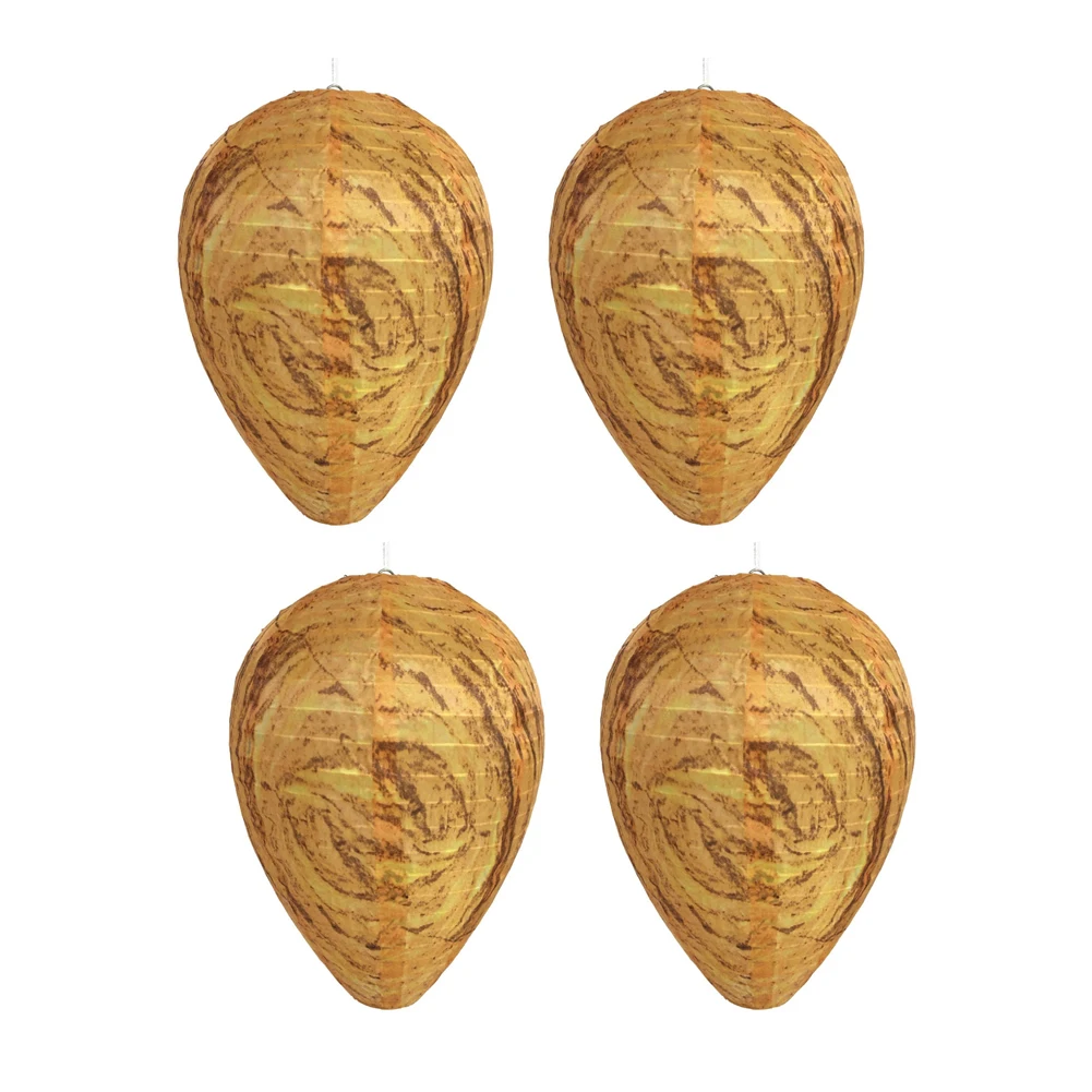 

Hanging Fake Wasp For Nest 4 Pack for Bee Hornet Deterrence in Gardens Patios and Entryways with Weather Resistant Build