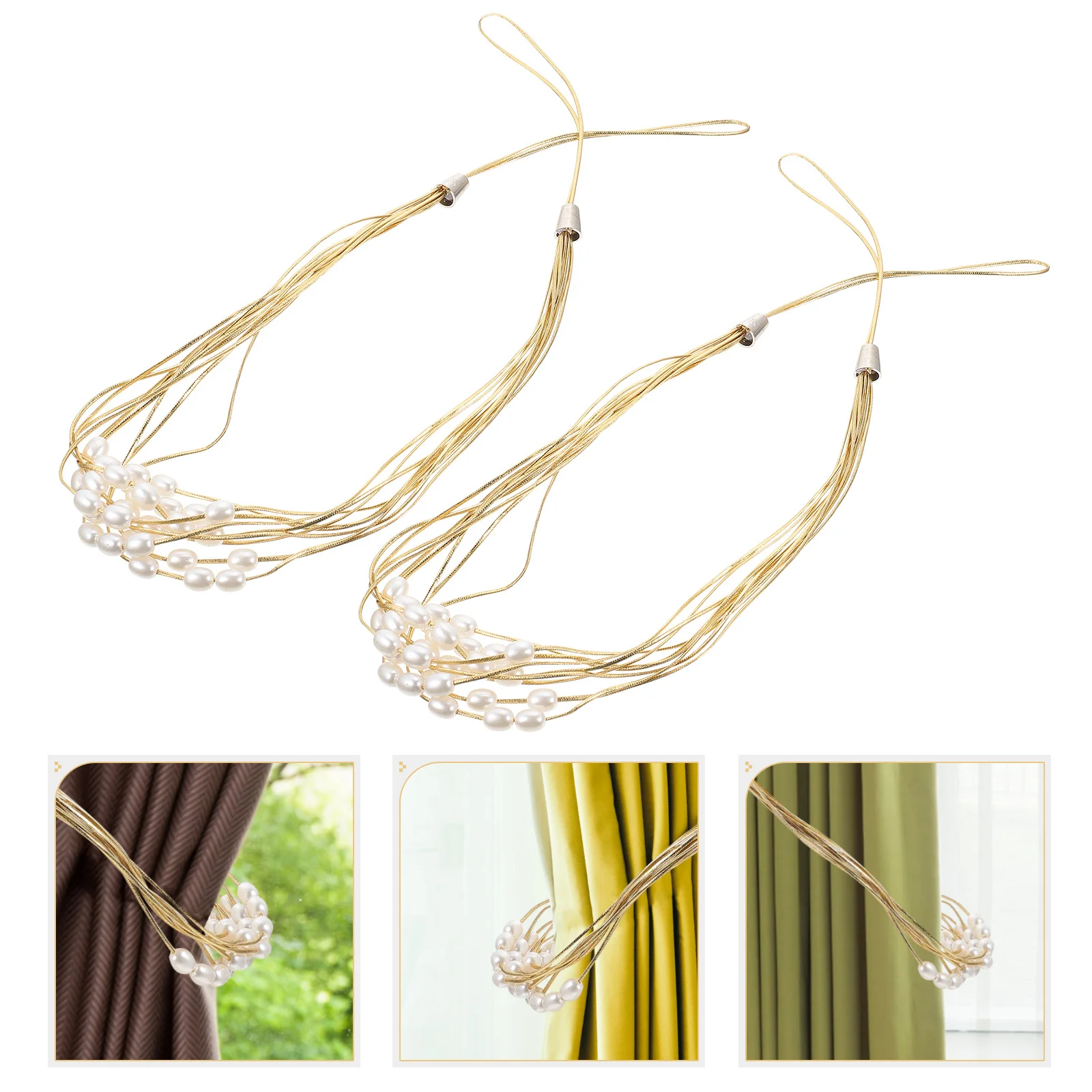 

2pcs Pearl Curtain Tieback Decorative Drape Ties For Living Room Bedroom Kitchen Bathroom Office Studio Home Decoration Rope