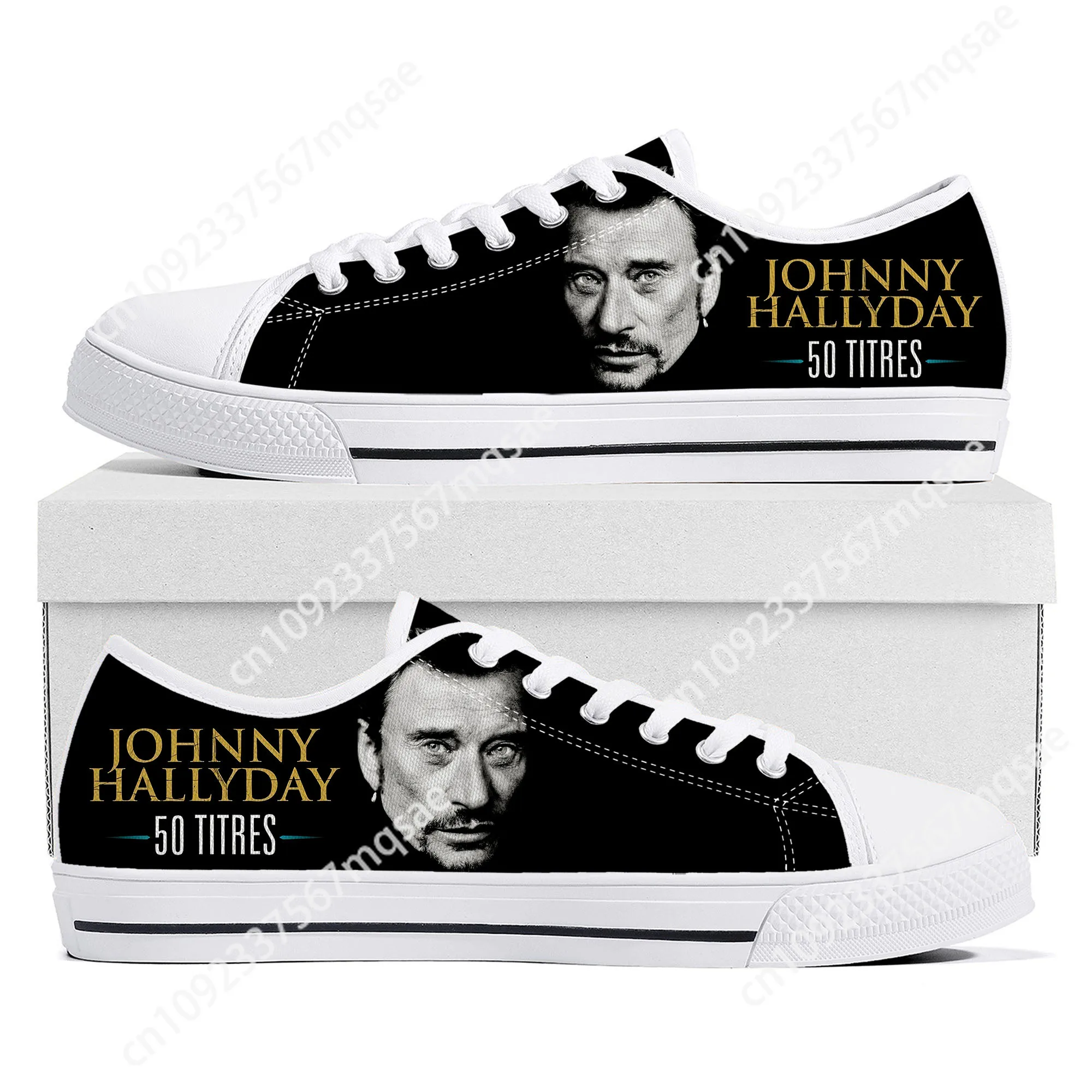 Johnny Hallyday Rock Singer Low Top Sneakers Mens Women Teenager High Quality Canvas Sneaker Casual Couple Shoes Custom Shoe