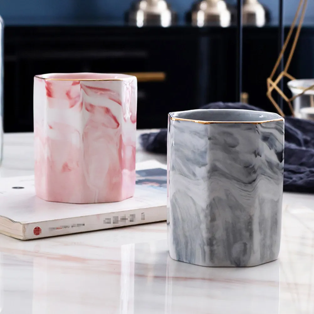 1 pcs Pen Holder Desk Organizer Office Storage Pencil Desktop Halloween Christmas New Year Ceramic Makeup Brush Holder Marble