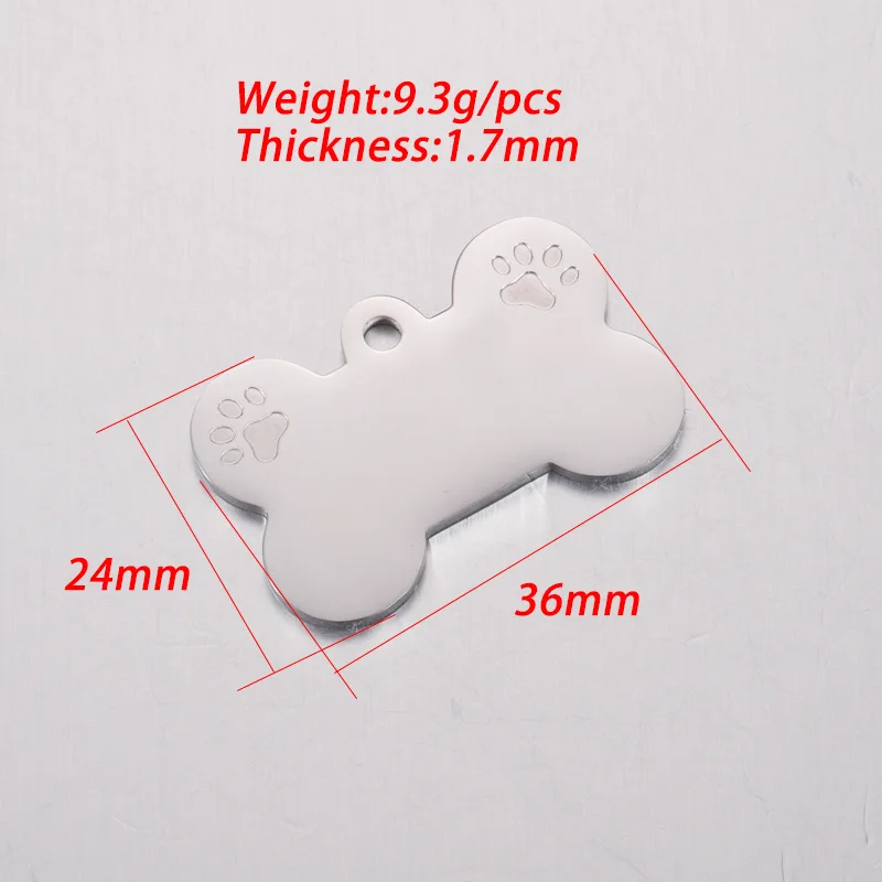 100pcs Pet Dog Bone 24x36mm Mirror Polish 304 Stainless Steel Charms Pendants Tags Diy Jewelry Findings Accessoires