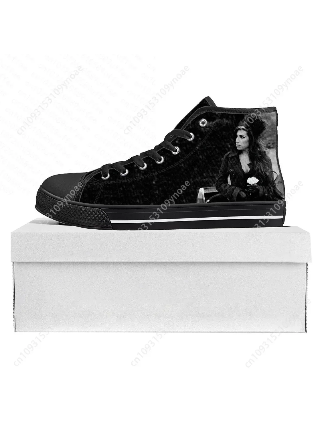 

Amy Winehouse Singer Fashion High Top High Quality Sneakers Mens Womens Teenager Canvas Sneaker Casual Couple Shoes Custom Shoe