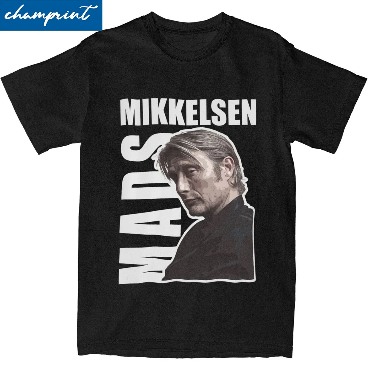 Print Mads Mikkelsen Vector Art 2 T Shirt Men Crewneck Short Sleeve Clothing Hannibal Lecter 100%Cotton Summer Tops Shirts