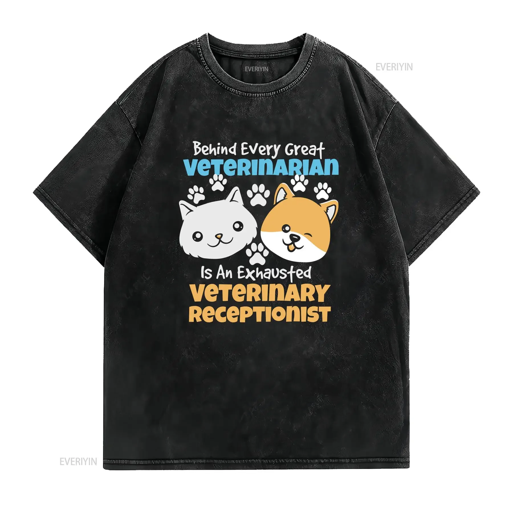Vet Tech T Shirt Reception Veterinarian Animal Exhausted Veterinary Receptionist  vintage Washed Breathable fashion Slightly