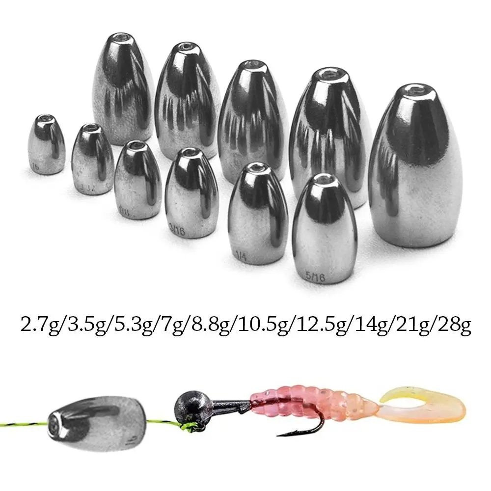 1/2/5pcs Tungsten Sinkers 2.7g-28g Fishing Weights Sinkers For Bass Fishing Tackle Accessories