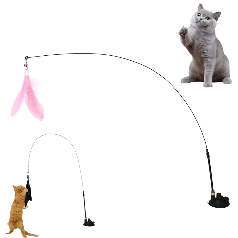 

Strong Suction Cup Cat Wand Toy Long Interactive Stick Self Entertaining Bite Resistant Teaser Kitten Play Toy Pet Supplies