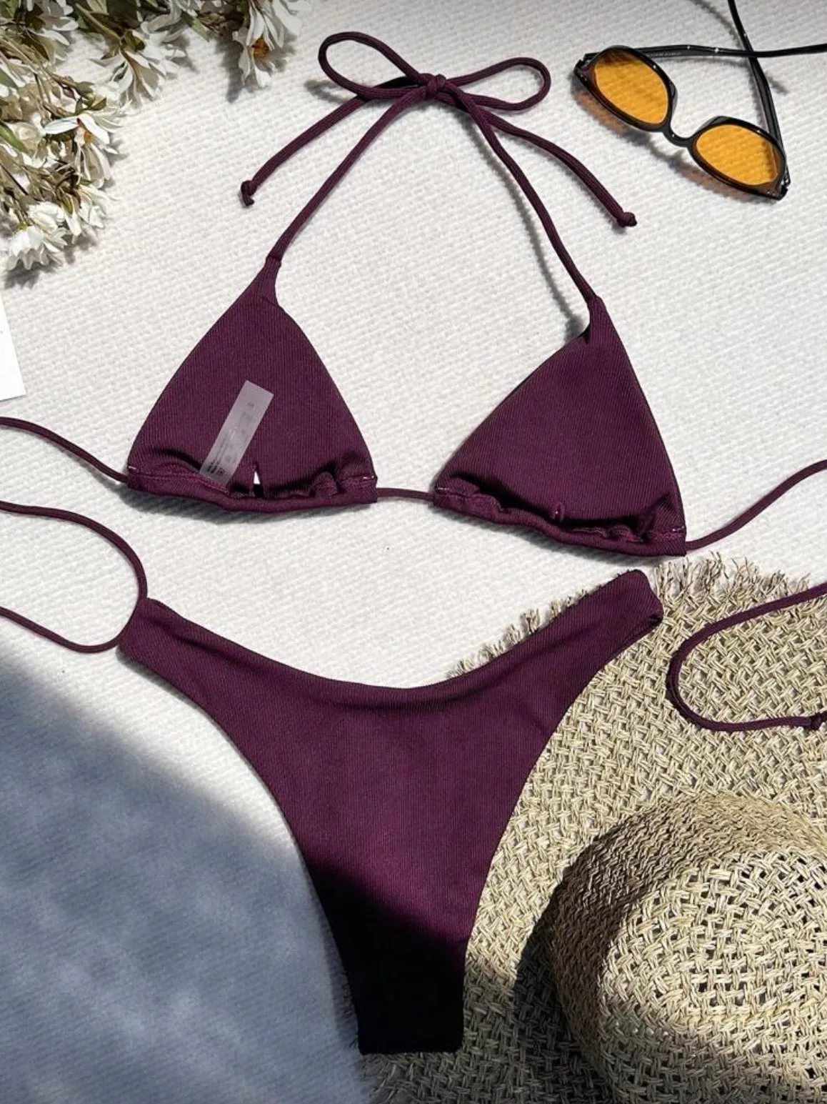 مثير الأرجواني عادي البيكينيات الصغيرة مجموعات قطعتين ثونغ التعادل الرسن المايوه ملابس السباحة conjunto دي بيكيني Tankini بحر biquini #4