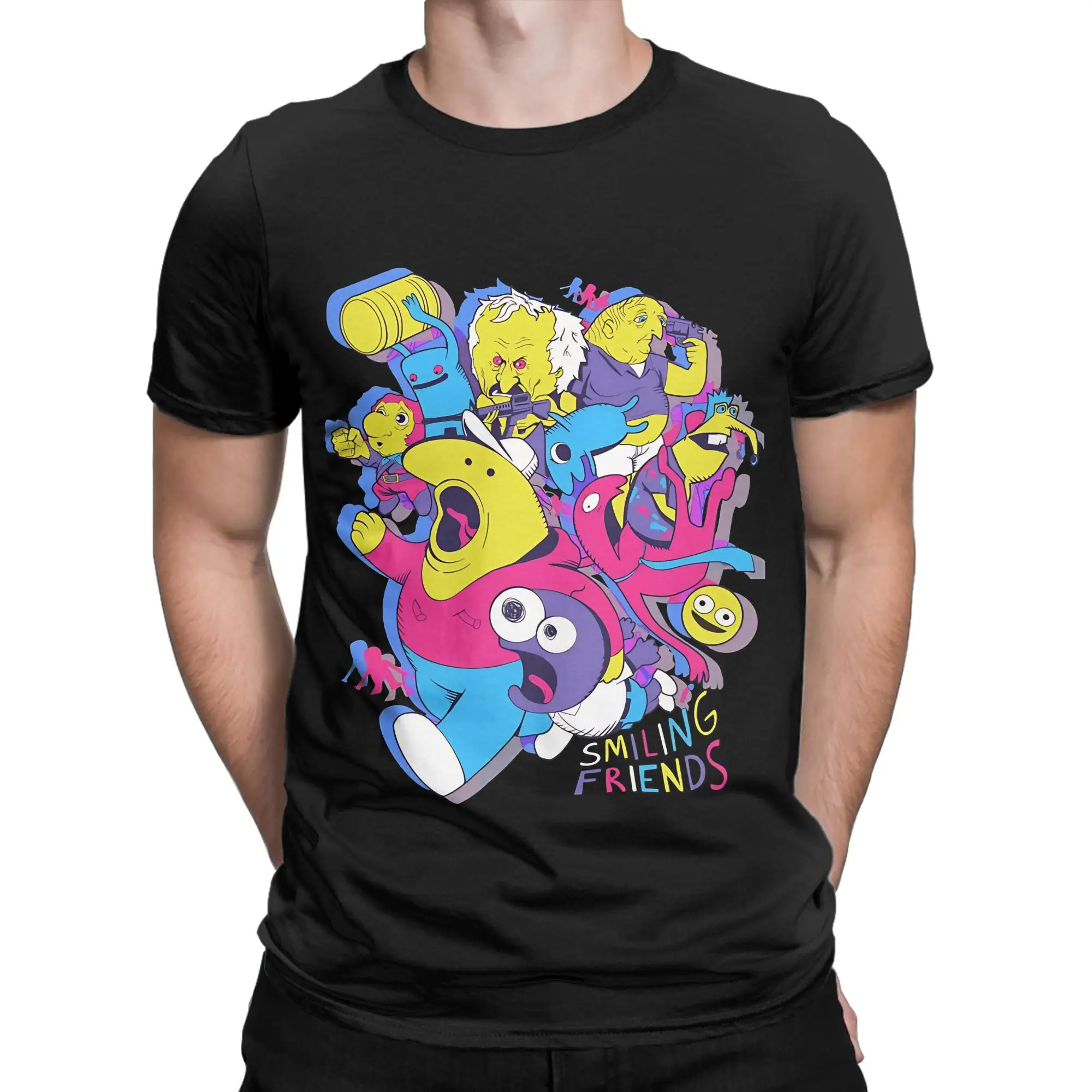 Smiling Friends Essential Shirt poster Graphic Funny 100% Cotton T-Shirt Smiling Friends Tops Tees For Men