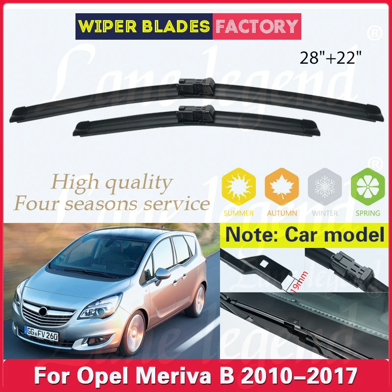 

Car Wiper For Opel Meriva B 2010 - 2017 Front Wiper Blades Soft Rubber Windscreen Wipers Auto Windshield 28"+22" Car Accessories