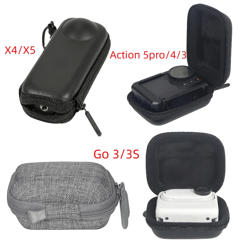 Tragbare Handtasche Aufbewahrungskoffer für DJI Osmo Action 5 Pro 3 4 für Insta360 Go 3 3S X4 X5 Action Kamera Anti-Drop-Schutzbox