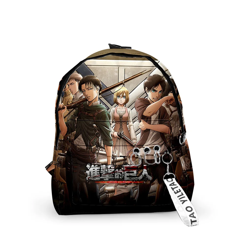 

Classic Attack on Titan Backpacks Boys/Girls pupil School Bags 3D Print Keychains Oxford Waterproof Funny Cute Small Backpacks