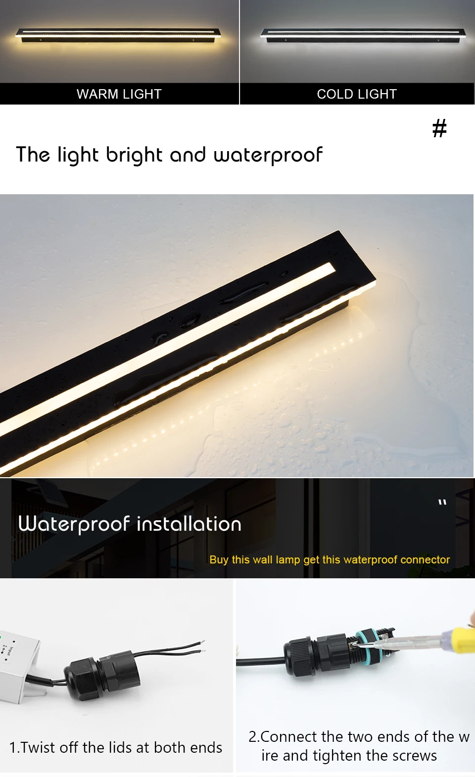 Waterproof IP65 LED Long Wall Sconce Lamp Garden Light Decoration Outdoor Lighting AC85-265V Sconce Luminaire External Sconce