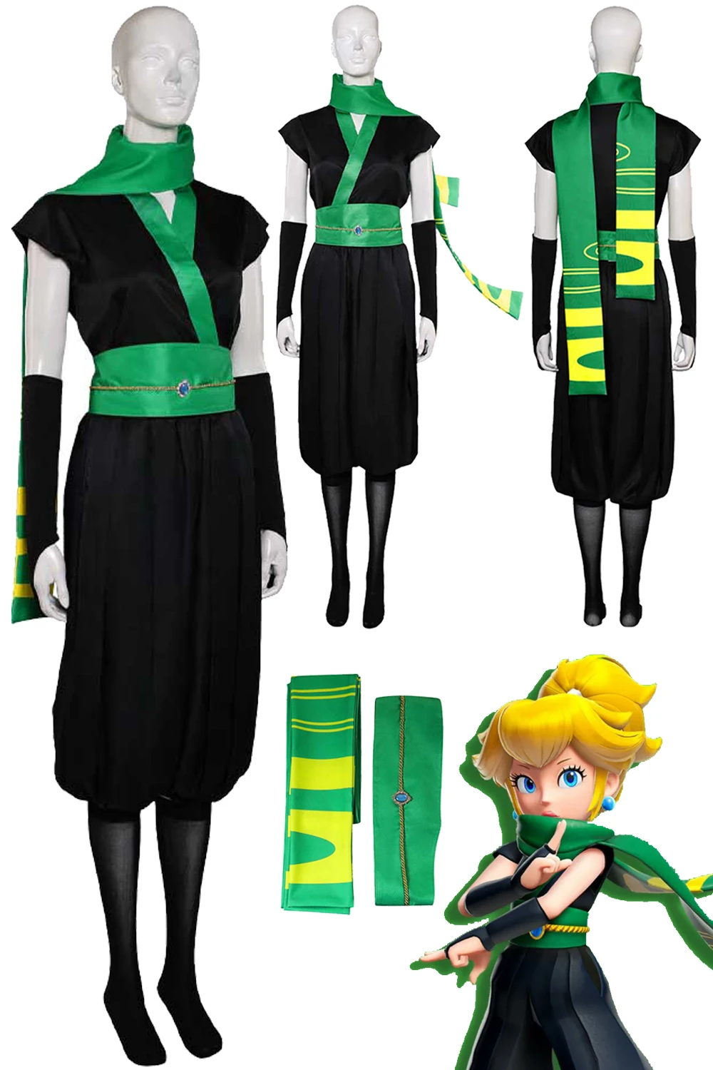 

Princess Peach Cosplay Fantasy Costume Female Disguise Dress Scarf Gloves Sockings Women Role Play Outfits Girls Halloween Suits