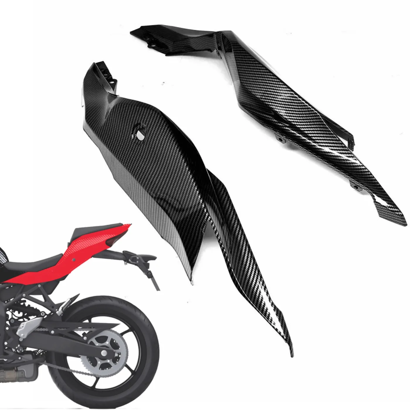 

Carbon Fiber Pattern Tail Side Fender Trim Cover Panel Fairing Cowl Replace for kawasaki zx25r zx 25r 2020 - 2022