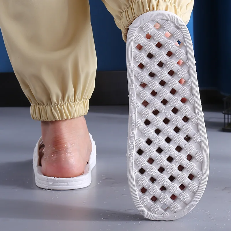 Unisex Home Non-slip Soft Bottom Leaking Shower Man and Woman Home Slippers Punching Bathroom EVA Leaky Quick-Drying Slippers