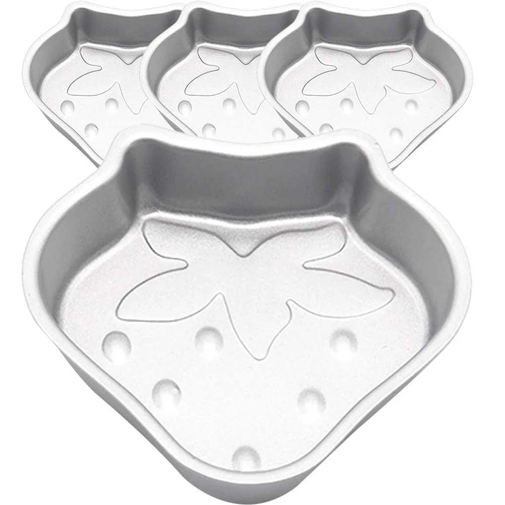 

4Pcs Strawberry Shaped Non-Stick Baking Molds Carbon Steel Pudding Molds for Jelly Cake Muffin Egg Tart DIY Baking Supplies