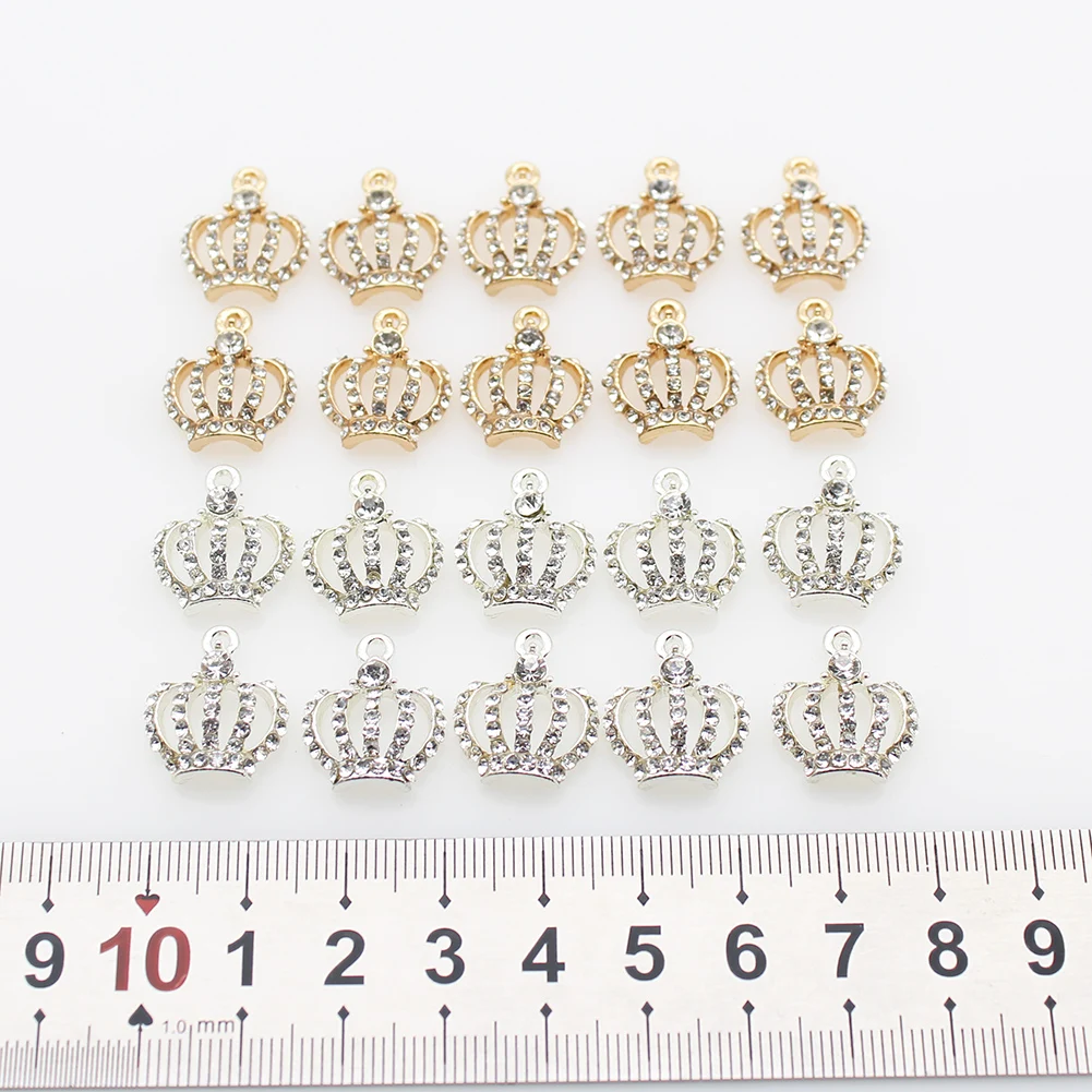 10pcs Mini Crown 15*18mm Alloy Crystal Rhinestone Buttons For DIY Jewelry Accessories Shoes Clothing Wedding Pendant Decoration