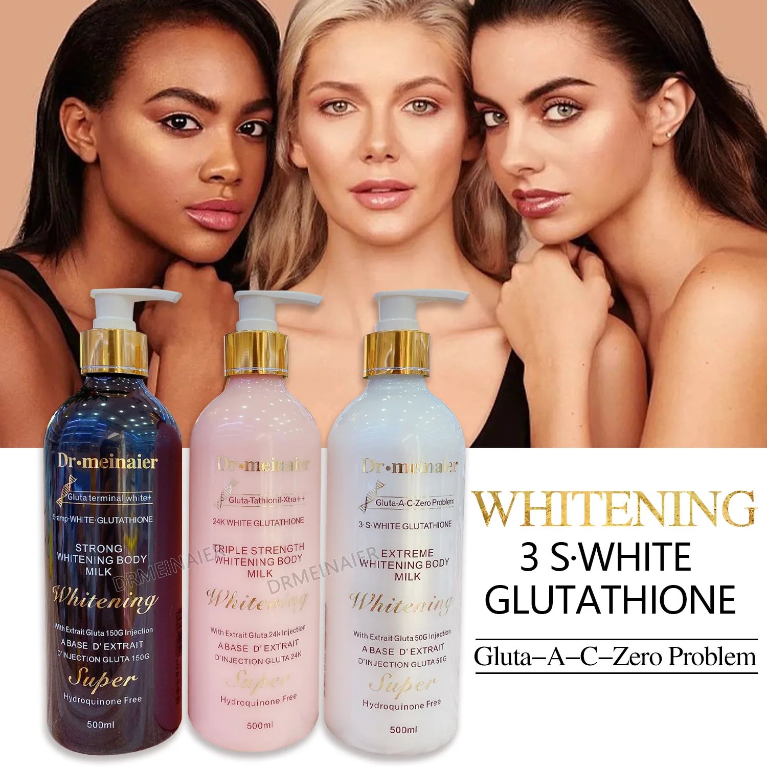 

24KGold Glutathione Body Lotion Moisturizing fading fine lines shrinking pores brightening skin tone nourishing firming