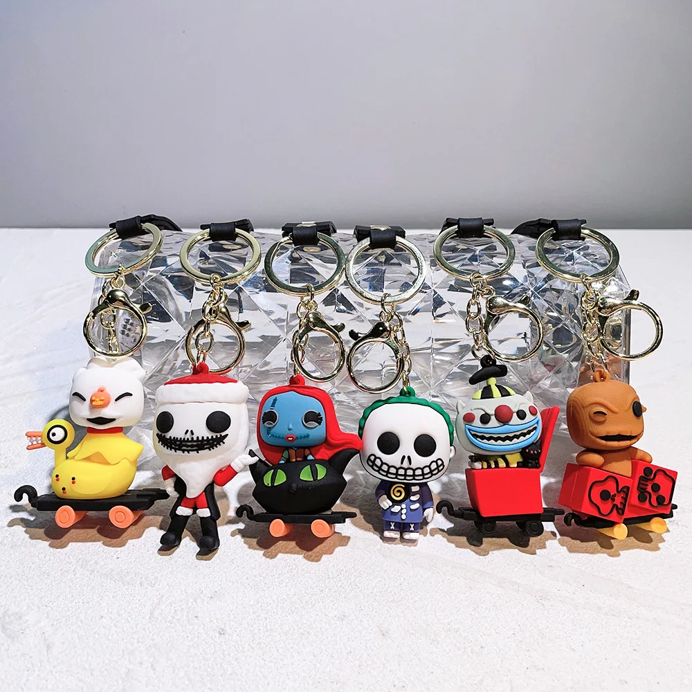 Disney The Nightmare Before Christmas Keychains Jack Skellington Sally Pendant Keyrings Accessories Doll Key Holder Jewelry Gift