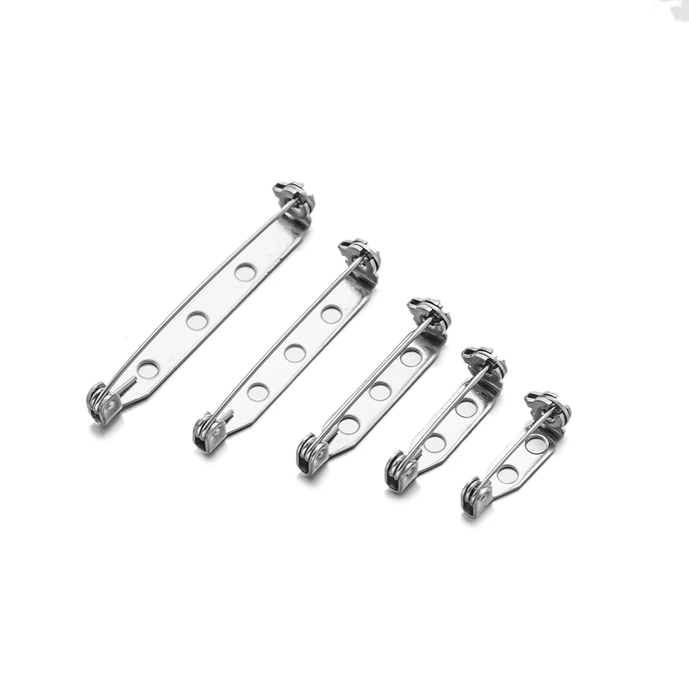 10pcs Stainless Steel 17-45mm Brooch Clip Pins Lock Safety Settings Blank Base Badge For DIY Jewelry Making Supplies Findings