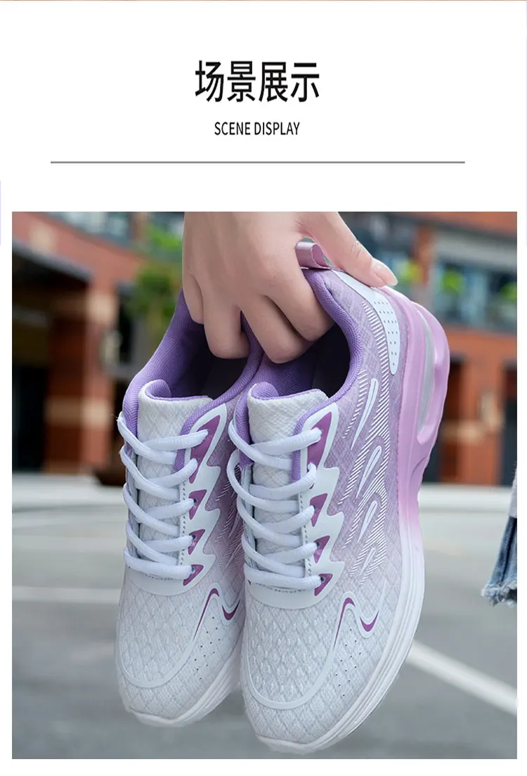 Frühling und Herbst Neue Damen Luftpolster-Sportschuhe Atmungsaktive Mesh-Leichtgewicht-Sneaker Modische Übergrößen-Fußbekleidung – Detail 6