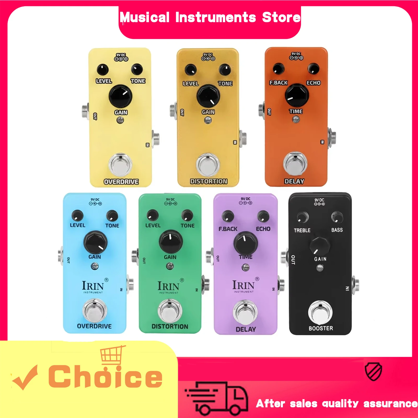 Electric Guitar Effect Pedal Delay Distortion Overdrive Pure Booster Effects True Bypass Pedal 9V Electric Guitar Accessories