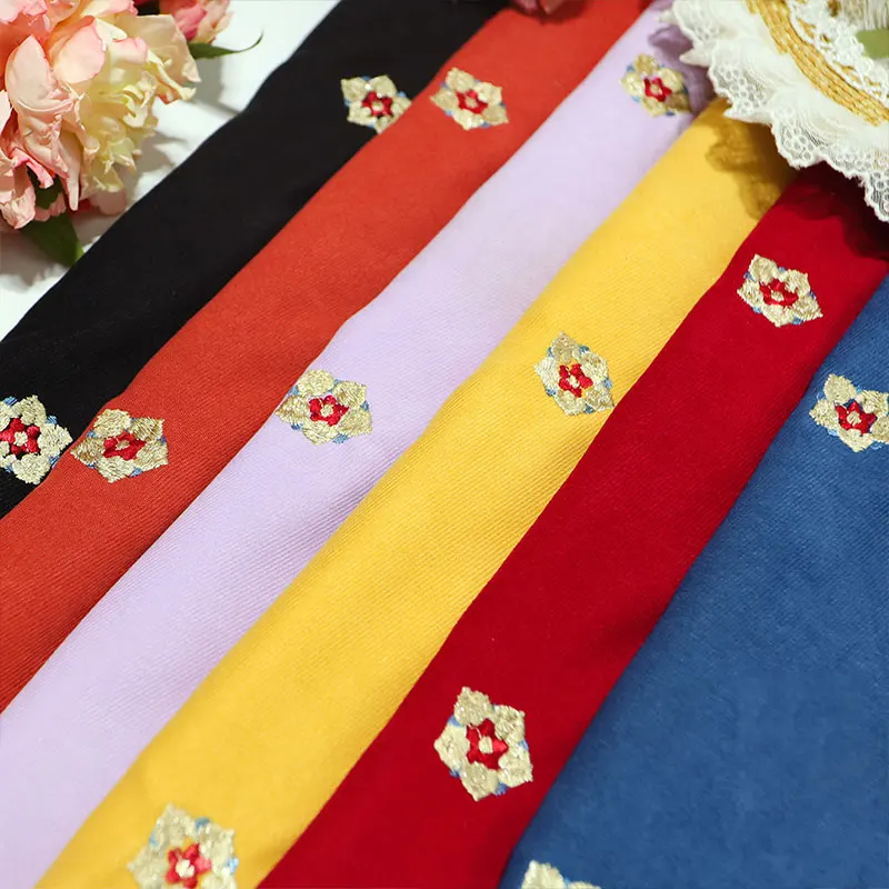 

Thicken Twill Brushed Embroidered Flower Fabric Hanfu Designer Jacquard Fabric For Diy Sewing Ancient Cloak Dress Costume