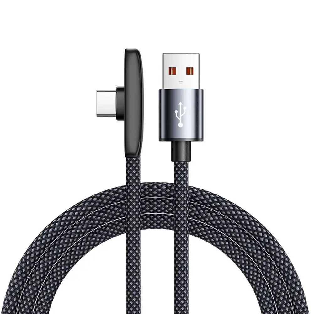 100W USB C Fast Charging Charger Cord 90 Degree Right-angle Elbow Type-C Weave Data Cable 1/1.5/2M For Samsung Android Devices