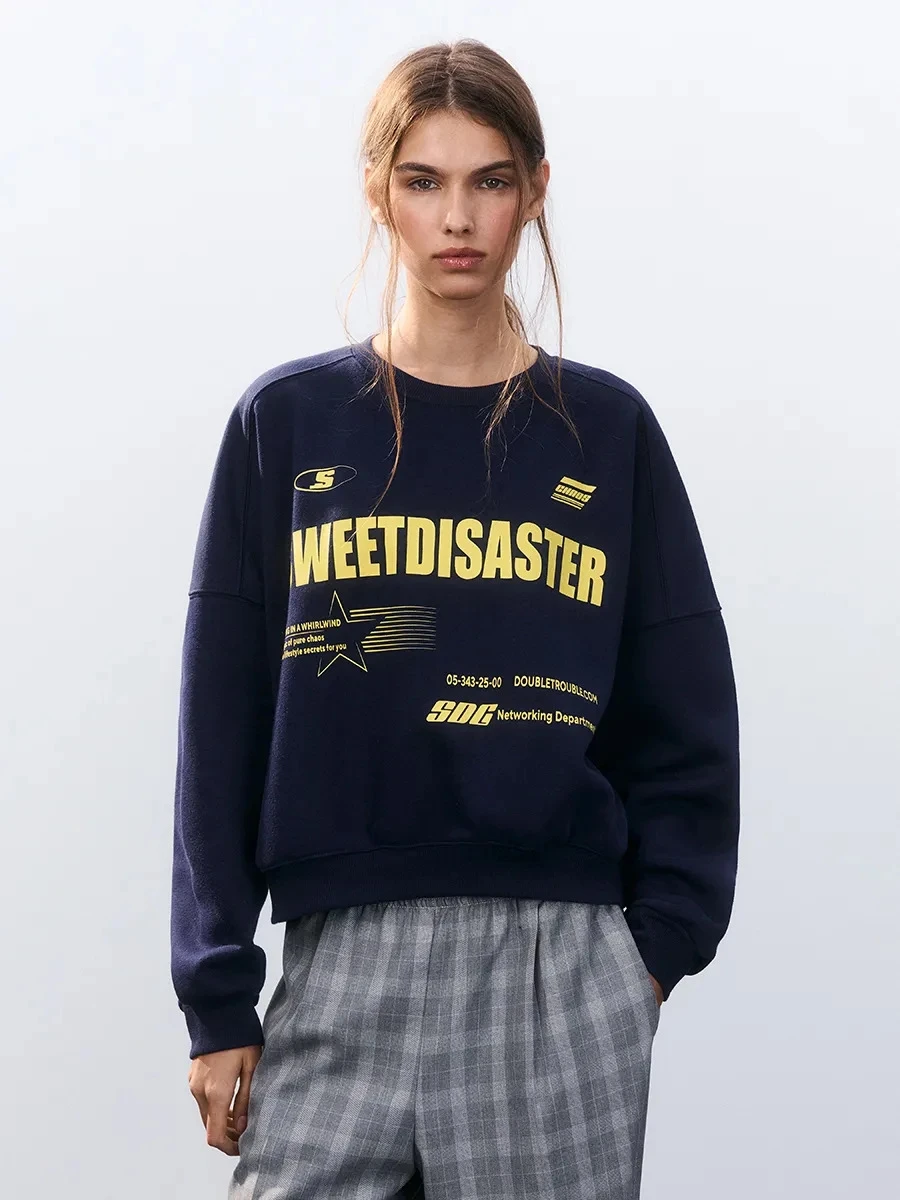 

Модный свободный свитшот с длинными рукавами и круглым вырезом, с принтом в виде букв, повседневный, удобный, женская футболка, топ для повседневной носки