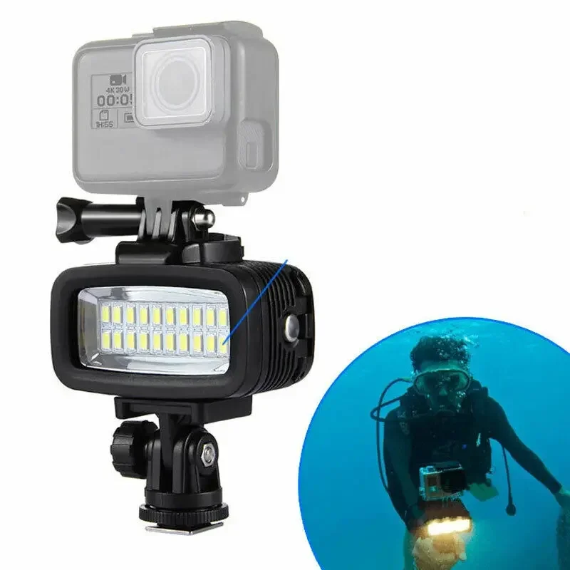 Suptig إضاءة مقاومة للماء ضوء تحت الماء الغوص + بطارية ل Gopro بطل 8 7 6 54 SJCAM SJ5000 Xiaomi yi ضوء مصباح يدوي