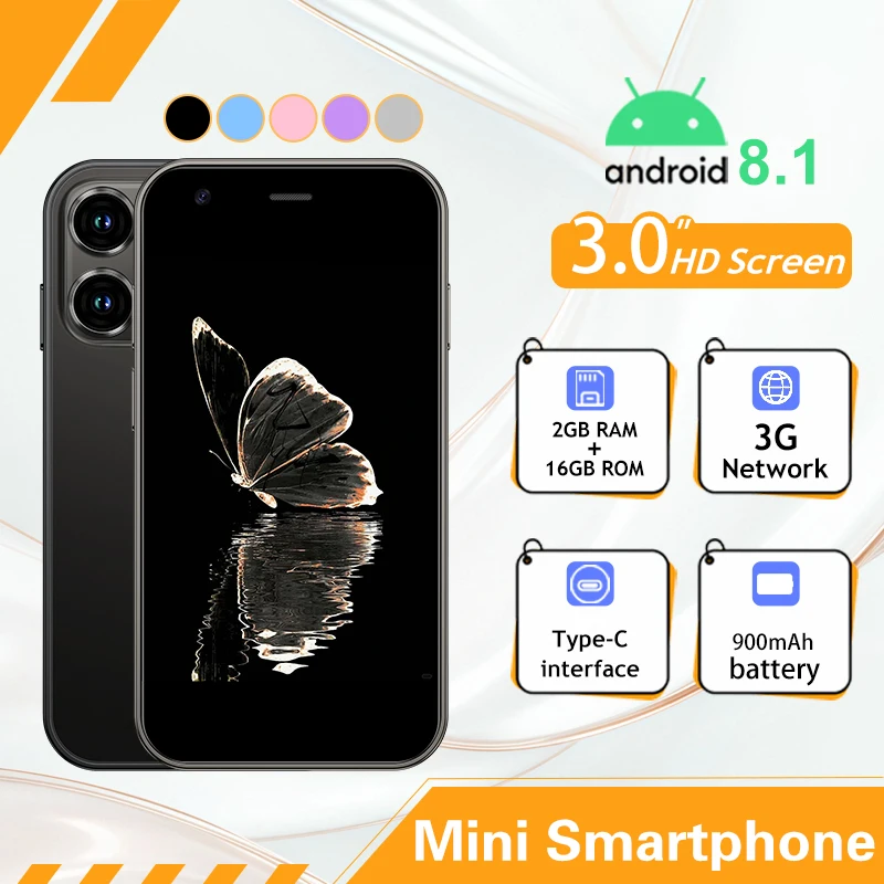 SOYES XS15 Mini Smartphone 3.0 Inch Android 8.1 Dual SIM 3G Support, 2+16GB RAM ROM, Mini Mobile Phone (Multi Colors)​