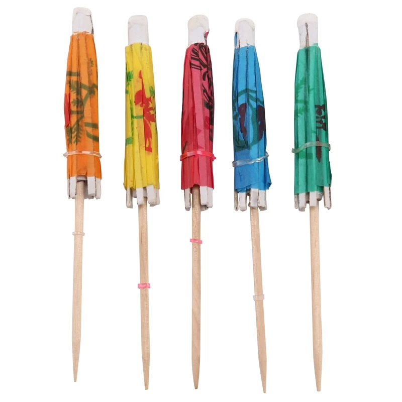 

100 разноцветных бумажных зонтиков для коктейлей, аксессуары для тропических напитков и вечеринок