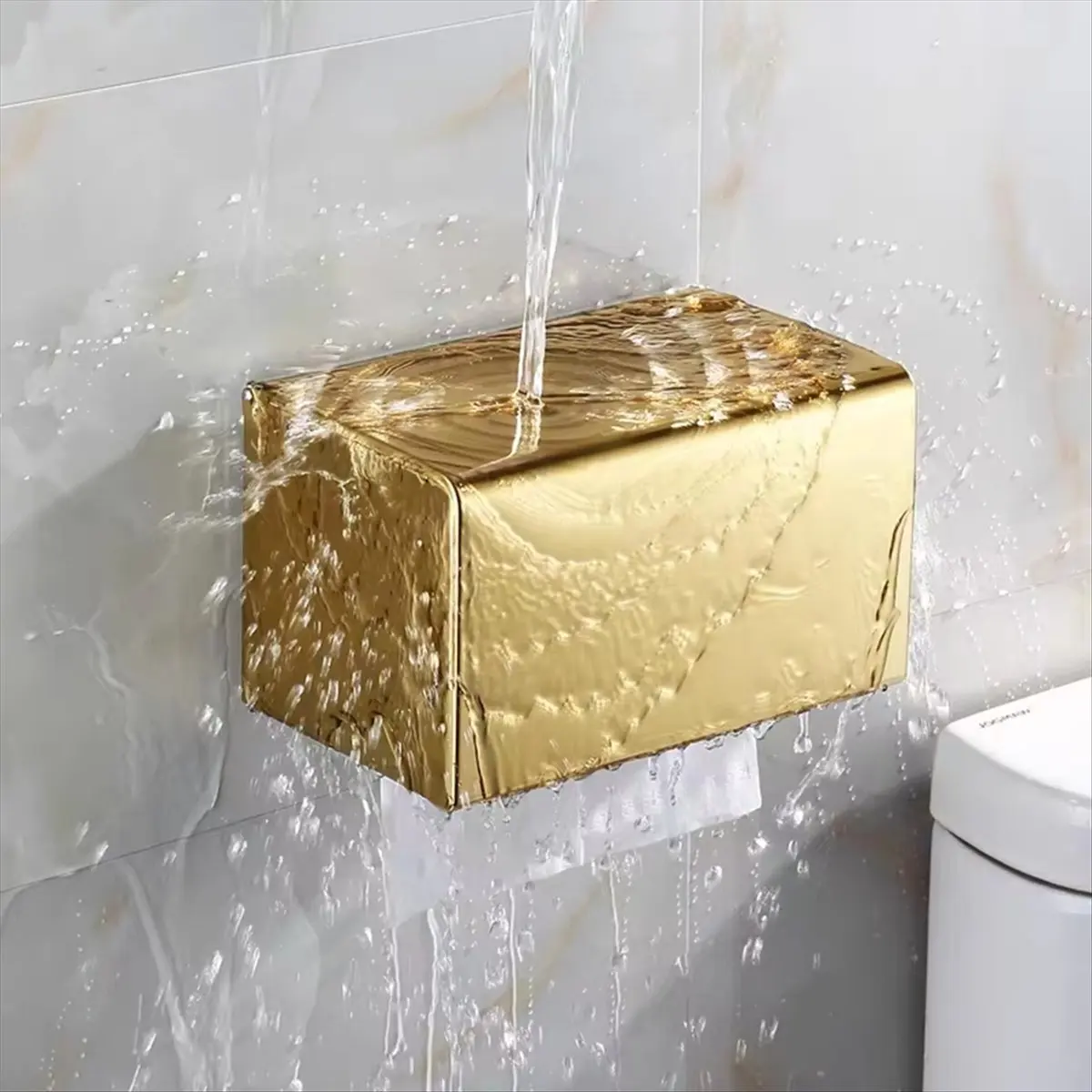 

(ABAB) Bathroom Storage Paper Rack Waterproof Tissue Holder Bathroom Accessories Golden Toilet Paper Rack