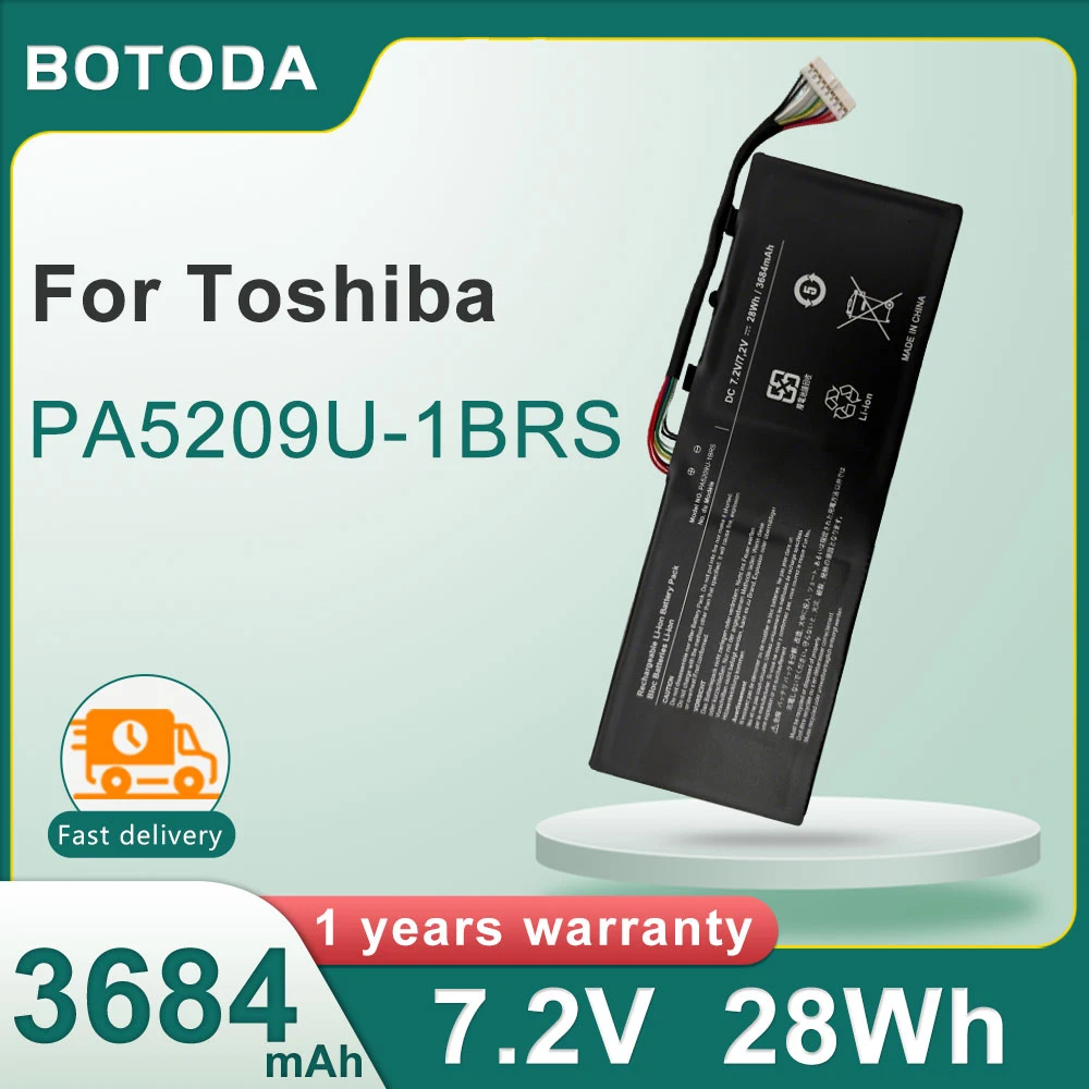 Batería para ordenador portátil BOTODA PA5209U-1BRS 7,2 V 28Wh 3684mAh para TOSHIBA Satellite L10-B003 L10W-C L15W-B1208X L15W-B1302 L15W-B1310