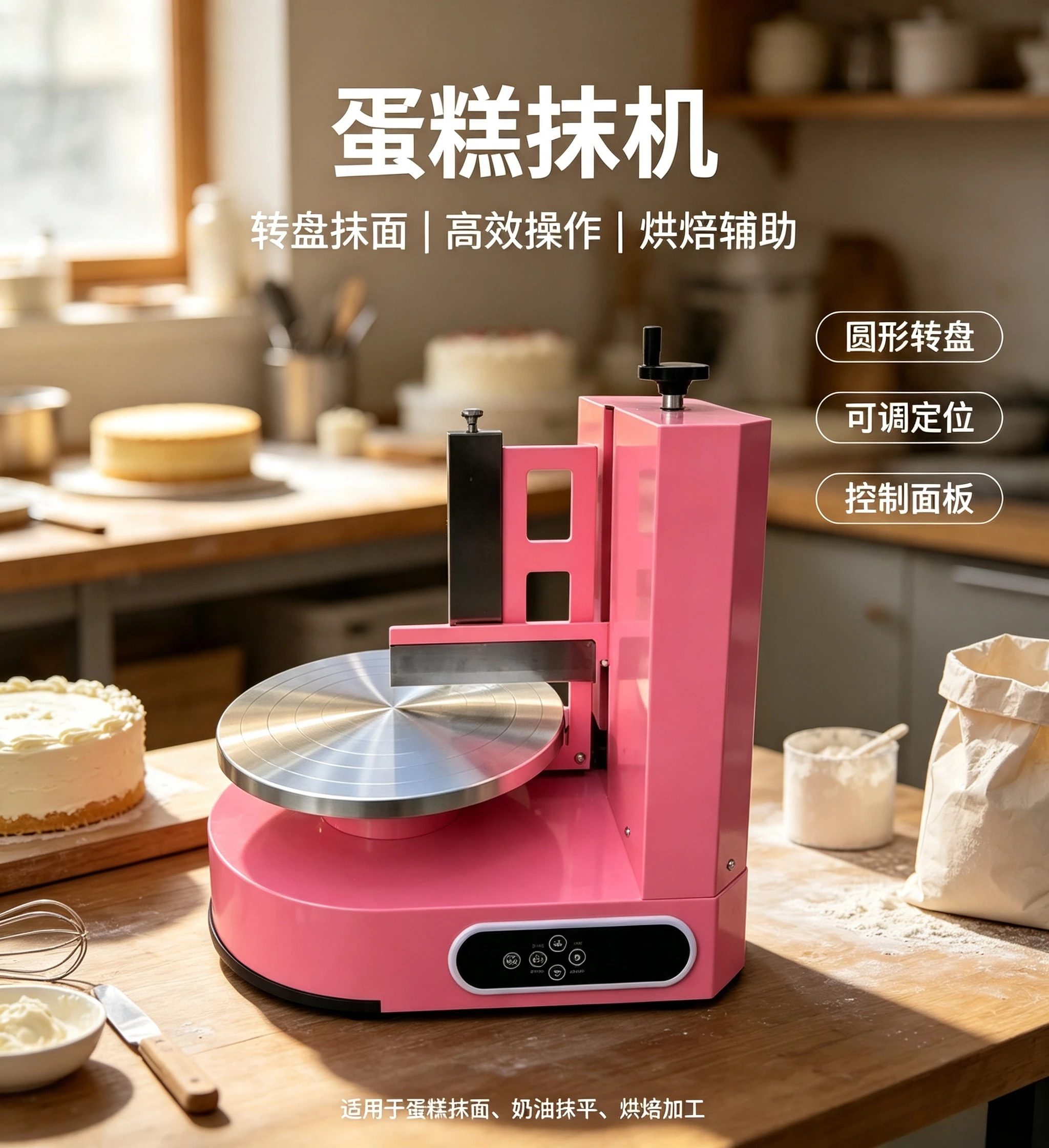 Semi Automatic Round Birthday Cake Cream Butter Spreading Machine Small Tabletop Cakes Chocolate Creams Icing Coating Equipment