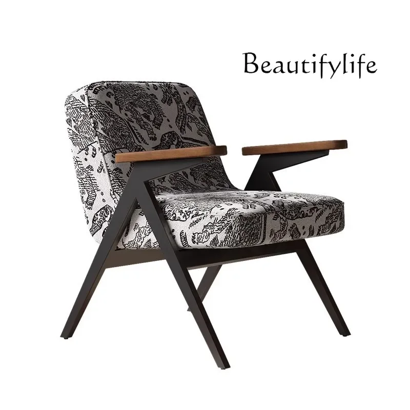 

Solid wood antique French single sofa chair living room retro soft bag chair