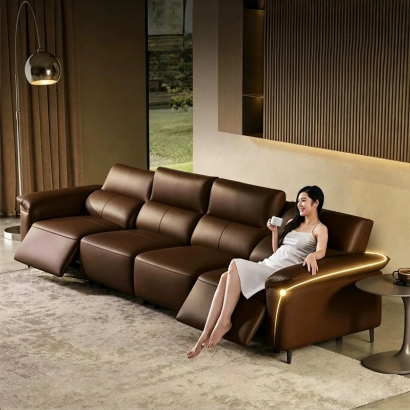 Leather Luxury Living Room Sofas Multifunctional Smart Lazy Relaxing Floor Outdoor Sofa Modern Minimalist Divano Home Furniture