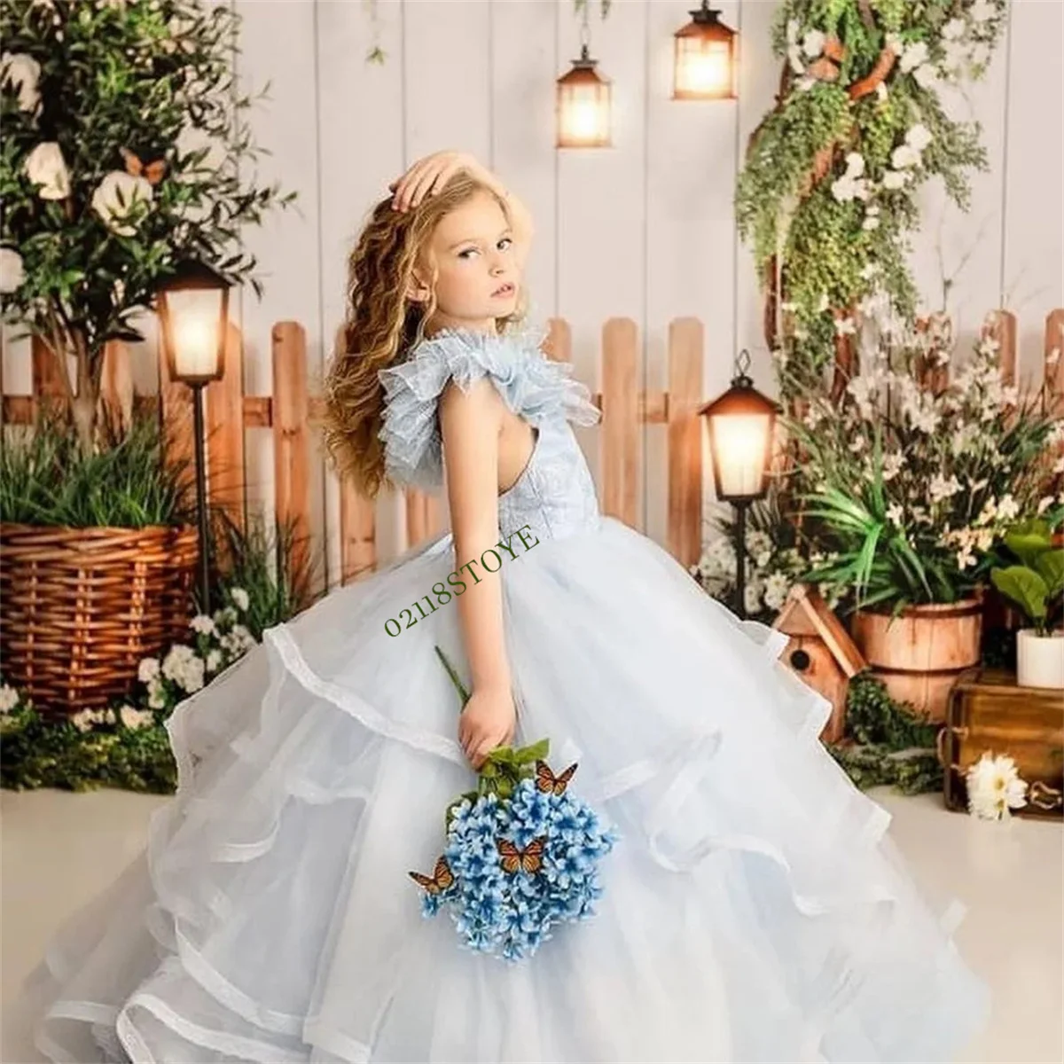 Vestidos de niña de flores de cristal para boda, vestidos de desfile de manga larga con cuentas altas y bajas para sesión de fotos, vestidos de primera comunión para niños