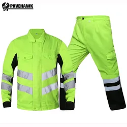 Reflective Stripe Man Work Overalls Dust-proof Protective Safety Working Clothes Anti Static Fluorescent Wear-resistant Set