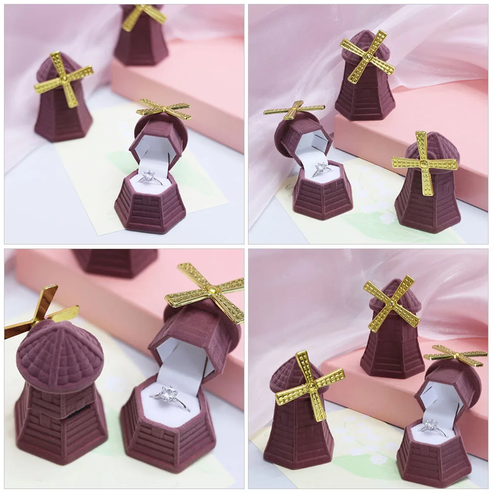 

Flocking Storage Box Ring Holder Jewelry Organizer Case Wedding Accessories Engagement Boxes for Proposal Jewellery