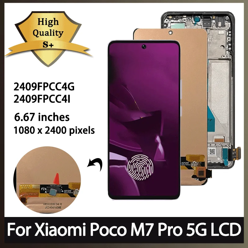 2409fpxc4g, 2409fpxc4i premium lcd para xiaomi poco m7 pro 5g display lcd digitador da tela de toque m7pro quadro exibição