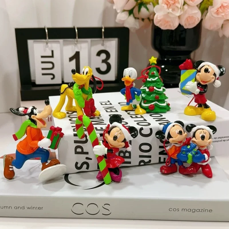 Figuras de acción de Mickey Mouse de Disney para niños, juguete clásico de dibujos animados, modelo de muñeca, decoración del hogar, colgante de árbol de Navidad, accesorios de regalo