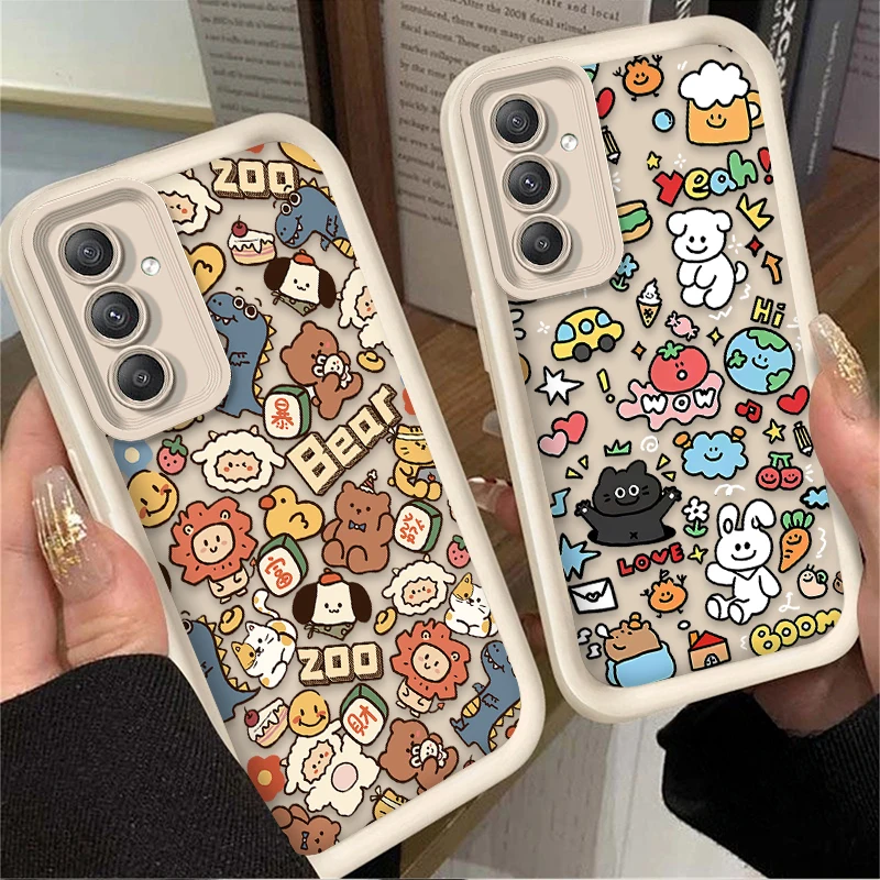 Lovely Animal Party Case for Samsung Galaxy S25 S24 S23 Ultra S22 S21 Plus FE 5G A54 A34 A14 A73 A53 A33 5G Soft Silicone Cover