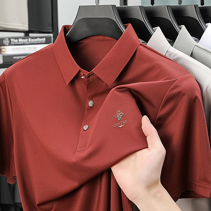 

High end fashionable men's summer new collection boutique polo shirt short sleeved casual breathable comfortable versatile top