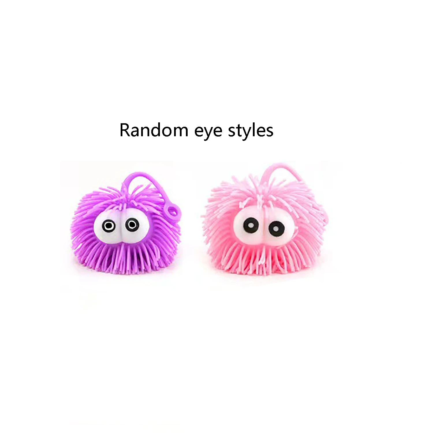 Luminous plush ball, plush squeezing and decompression toy, children\'s creative big eye dense hair elastic toy Random eye styles